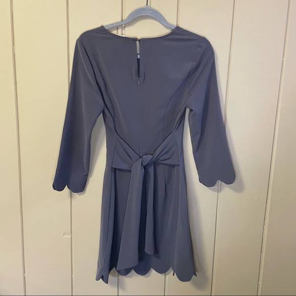 Entro scallop hem a line dress. Tie back. Size small lavender/gray color. - Picture 4 of 6